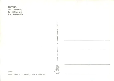 Pistoia - A Catedral — editor Milani, n° 43264 — Verso