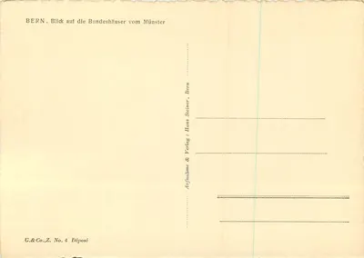Bern — Widok na Bundeshäuser z Münster — Hans Steiner & Cie, Bern, n°4 — Rewers