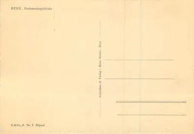 Bern. Edifício do Parlamento — editor Hans Steiner, n°7 — Verso