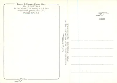Jezioro Lustrzane — Hautes-Alpes — Wydawnictwo F. Debeauvais — Rewers