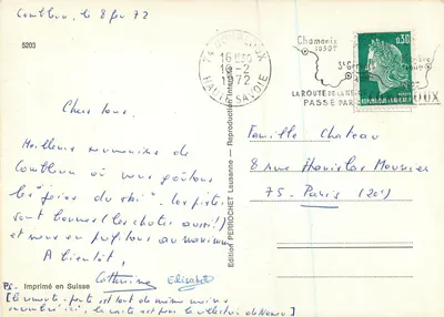 Spektakl narciarski w Chamonix — Reprodukcja Interlodge — Wydawnictwo Perrochet — Rewers