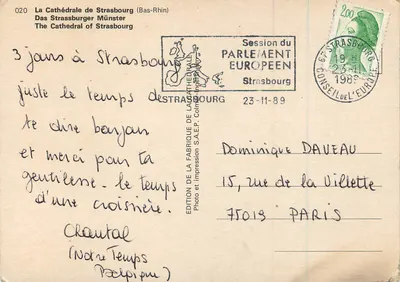 Katedra w Strasburgu — szczegółowy widok z wysokościami i schodami — E.H. Cordier 1975 — Rewers