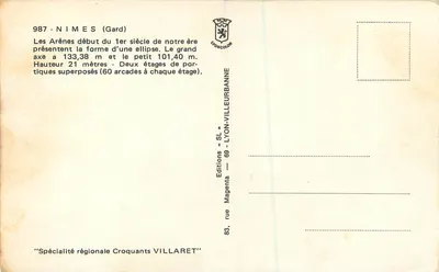Les Arènes de Nîmes — amphithéâtre romain — Éditions Lyoncolor — Rewers