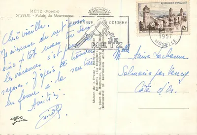 Pałac Gubernatora w Metz — Wydawca La Cigogne, nr 57.999.01 — Rewers