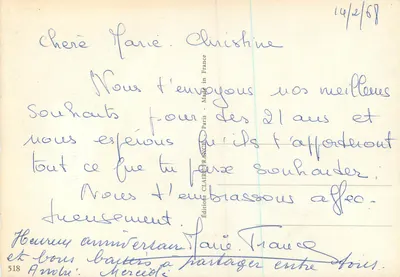 Bukiet róż — Urodziny — Wydawnictwo CLAIRE-FRANCE, n°518 — Rewers
