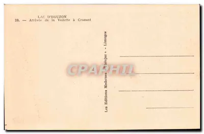 Lago de Eguzon — Chegada da Vedette em Crozant — Les Éditions Modernes, Limoges — Verso