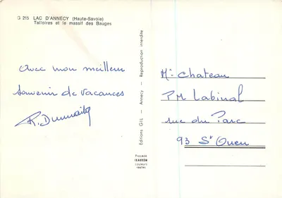 Lago de Annecy — Talloires e o maciço dos Bauges — Edições GIL — Verso