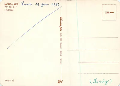 Nordkapp — nascer do sol — Flusmo-foto, série Boks 231 — Verso