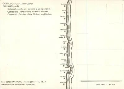 Katedra — ogród klasztorny i dzwonnica — Tarragone — Costa Dorada — Fotografia kolorowa RAYMOND — Rewers