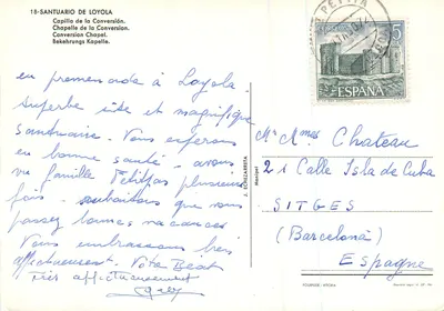 Santuario de Loyola — Kaplica Konwersji — Wydawca J. Echezarreta — Rewers