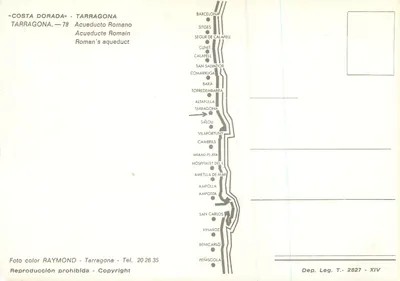 Rooms Romeinse Aquaduct — Tarragona — Uitgever RAYMOND, n° 78 — Achterkant