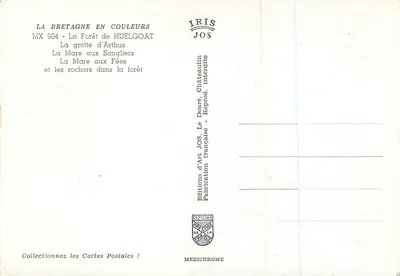 A Floresta de Huelgoat — paisagem florestal com trilhas, rochedos e cachoeira — Edições JOS, série MX 904 — Verso