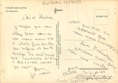 Chamois — Fauna de las Alpes — Edición 'LA CIGOGNE' — Reverso