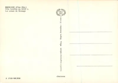 Brouage (Charente-Maritime) — Cidade fortificada do século XVII — Combier Impressor Mâcon — Verso