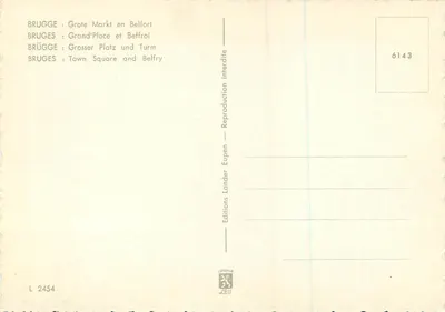 Bruges — Grand Place and Belfort — Editions Lander Eupen, n° 6143 — Back