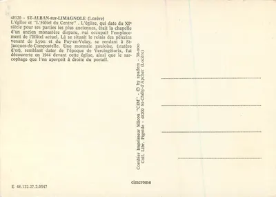 Kościół Świętego Alban w Limagnole — Souvenir St-Alban — Rewers