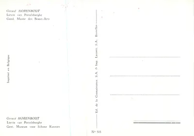Retrato religioso — Gérard HORENBOUT — Editor Lievin van Pottelsberghe, S.A. & Imp. Lacontini, S.A. — Verso