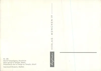 Presentazione della Vergine al Tempio — dettaglio — Verlag Münchhausen, n° 201 — Verso
