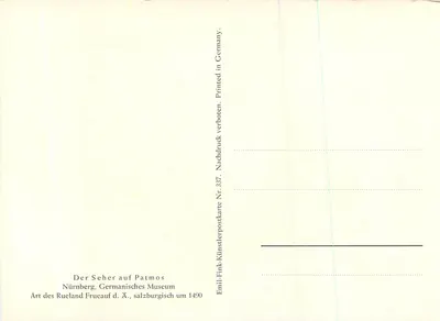 ईसाई ईवंगेलिस्ट सेंट जॉन — माता के दृश्य — एमिल फिंक, नुरेंबर्ग, 1940 — पीछे