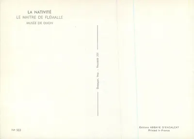 A Natividade — O Mestre de Flémalle — Museu de Dijon, Edições Abadia de Encalcat, n° 503 — Verso