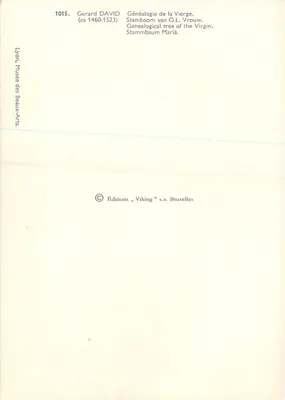 Genealogia Najświętszej Panny Maryi — Gerard David (ok. 1460-1523) — Éditions Viking s.a. Bruxelles — Rewers