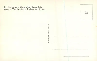 Antwerpen. Wewnętrzne widok domu Rubensa — Wewnętrzne widok domu Rubensa. Wydawca John Prevot. — Rewers