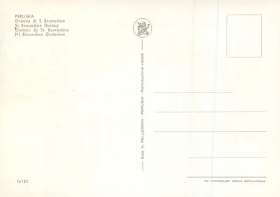 Oratorio van S. Bernardino — Perugia — Éd. N. Pellegrini n° 16182 — Achterkant