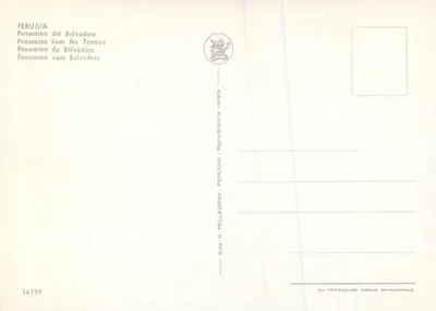 Perugia — Panorama van het Belvédère — Uitgave N. Pellegrini, n° 16199 — Achterkant