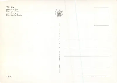 Etruska brama w Perugii — wydawca N. Pellegrini, nr 16210 — Rewers