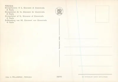 Zakłucie św. Jana Pawła — fresk Giannicoly di Paolo — Wydawca N. Pellegrini, Perugia — Rewers