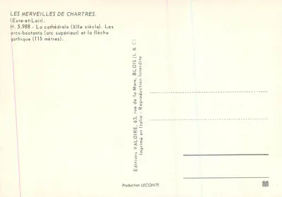 Chartres — Katedra gotycka — Wydawca Valoire, n° H.5.988 — Rewers