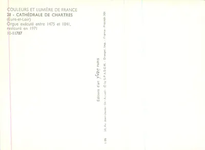 Organy katedry w Chartres — Eure-et-Loir — Wydawca: Editions d'art Arcuelli, Paryż — Rewers