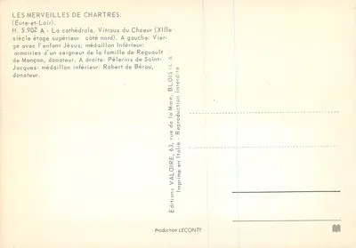 Witraże katedry w Chartres — wydawca Valoire, n° H.5.902 A — Rewers