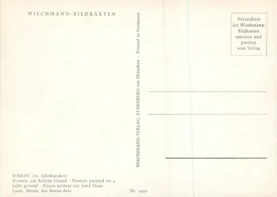 Bouquet de flores — pintura del siglo XVIII — Wiechmann-Bildkarten n° 4451 — Reverso