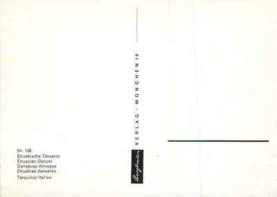 Etruska tancerka — Tarquinia/Italia — Verlag Etrusphaus, n° 138 — Rewers