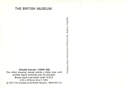 Claude Lorrain — rysunek na papierze z brązową szpachlówką — British Museum — Rewers