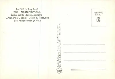 L'Arcangelo Gabriele — Dettaglio del Trittico dell'Annunciazione — Chiesa di Santa Maria Maddalena, Aix-en-Provence — Verso