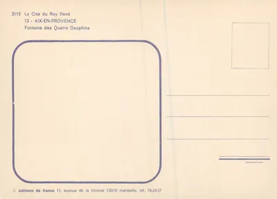 Fontein van de Vier Dolfijnen — Aix-en-Provence — uitgaven van Frankrijk — Achterkant
