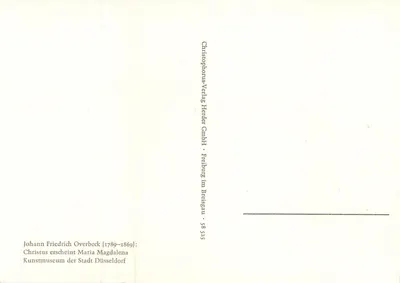 Chrystus pojawiający się przed Marią Magdalenną — obraz Johanna Friedricha Overbecka (1789-1869) — wydawca Christophorus-Verlag Herder GmbH, Freiburg im Breisgau — Rewers