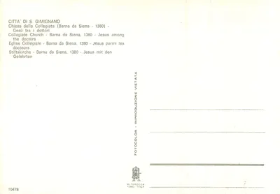 Jezus wśród doktorów — fresk Barny z Sieny — wydawca Alterocca Terni, nr 10478 — Rewers