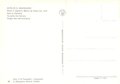 Calvario w Sienie — fresk XIV wieku — Wydawnictwo F. Illi Fontanelli — Rewers