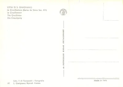 Krucyfikcja — fresk XIV wieku — Wydawnictwo F. Ili Fontanelli — Rewers
