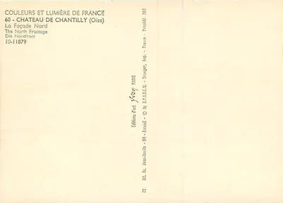 Zamek w Chantilly — Front północny — Éditions d'Art Arcueil — Rewers