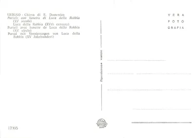 Urbino - Portal kaplicy S. Domenico — Luca della Robbia, wiek XV — wydawca VERA FOTOGRAFIA, n° 17395 — Rewers