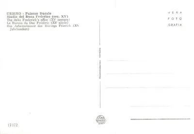 Urbino - Palazzo Ducale — Studio del Duca Frédéric (XVe secolo) — VERA FOTO GRAFIA, n° 17372 — Verso