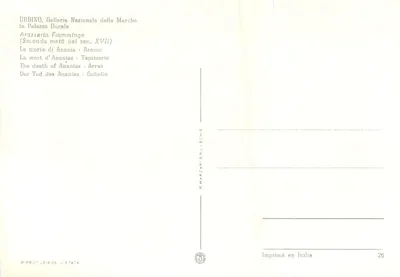 Śmierć Ananiasza — Tkanina — Gobelin — wydawca P. MANZARISRL-SC419 — Rewers