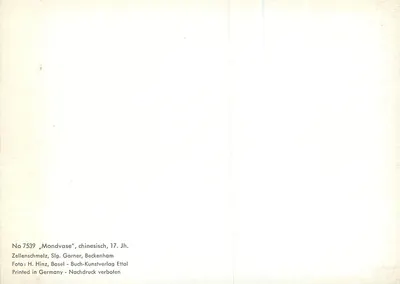 Vaso lunare cinese — epoca Ming — editore Garner, Beckenham — Verso