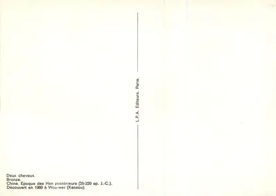 Dwa konie z brązu — Epoka Han Cesarstwa (25-220 n.e.) — L.P.A. Wydawcy, Paryż — Rewers