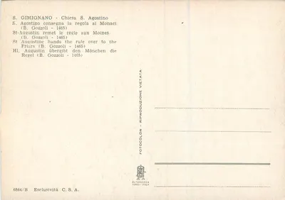 S. Gimignano - Kościół S. Agostino — Święty Augustyn przekazuje regułę mnichom (B. Gozzoli - 1465) — Rewers