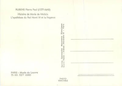 Storia di Maria de' Medici — L'apoteosi del Re Enrico IV e la Reggenza — Service Monuments Historiques, Parigi — Verso